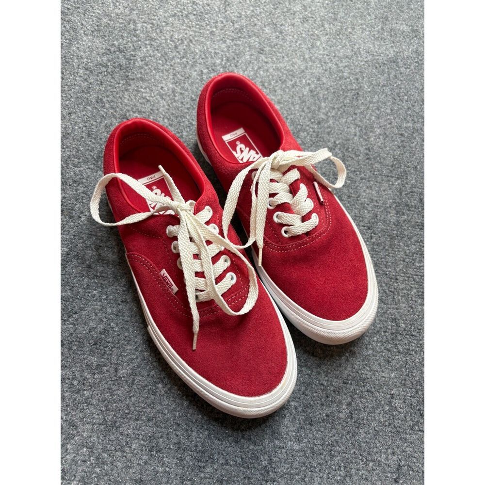 Vans Red Canvas Sneakers with White Accents
